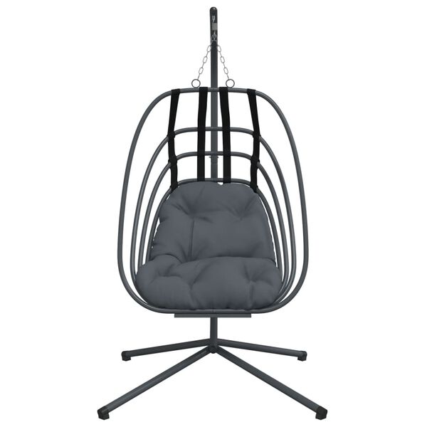 vidaXL Hanging Egg Chair Anthracite and Black Steel, Polypropylene Large