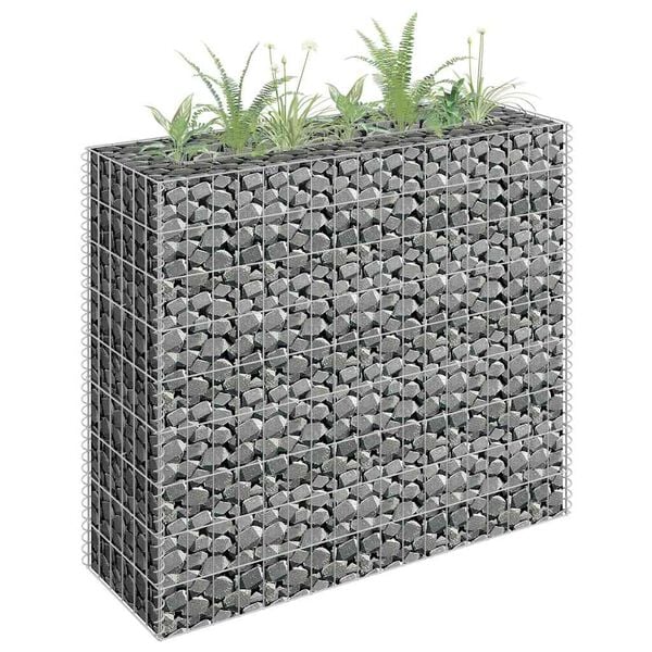 vidaXL Gabion Raised Bed Silver Galvanized Steel 35.4x11.8x35.4 in