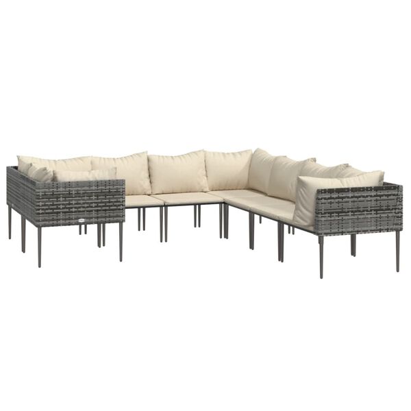 vidaXL Garden Lounge Set Grey PE rattan Large Modular