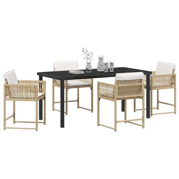 vidaXL Garden Dining Set 5 pcs Beige Poly Rattan