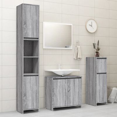 vidaXL Bathroom Cabinet Gray Sonoma 11.8"x11.8"x37.4" Engineered Wood