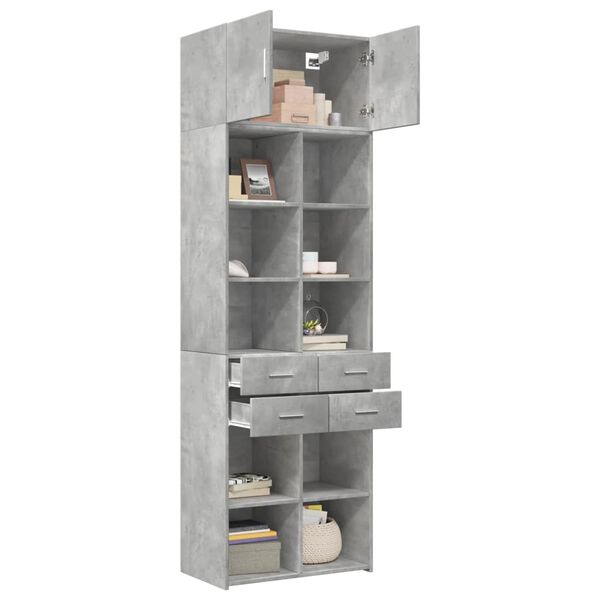vidaXL Storage Cabinet Concrete grey Engineered wood Tall