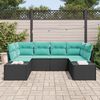 vidaXL Garden Sofa Set 6 pcs Black and Turquoise Poly rattan