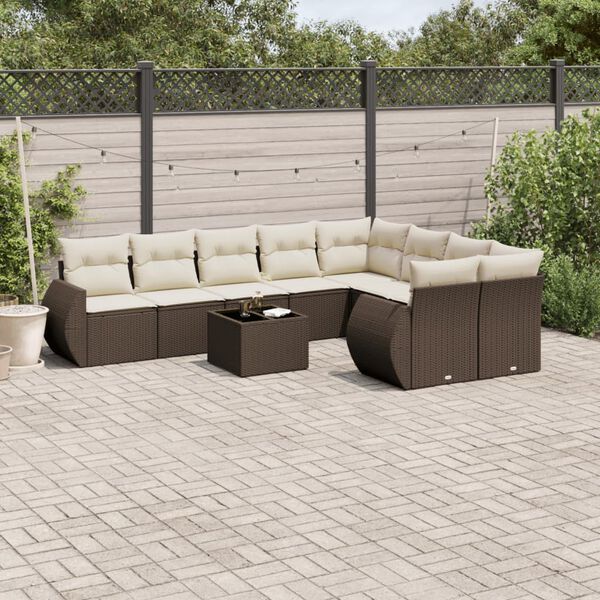 vidaXL Garden Sofa Set Brown, Cream White