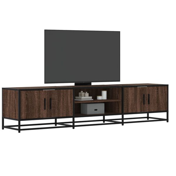 vidaXL TV Cabinet Brown Oak Engineered Wood, Metal Large TV Cabinet