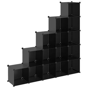 vidaXL Storage Cube Organizer Black PP Plastic 61.0 x 12.6 x 60.4 in.