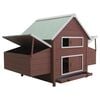 vidaXL Chicken Coop Brown and white with green roof