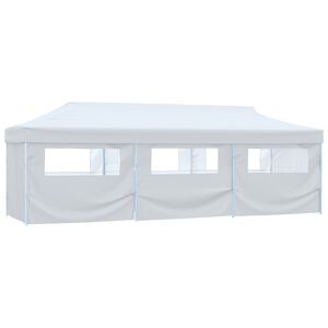 vidaXL Folding Pop-up Party Tent with 8 Sidewalls 9.8‘x29.5‘ White