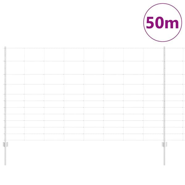 vidaXL Fence with Post Silver 4.59 x 164.04 ft Steel