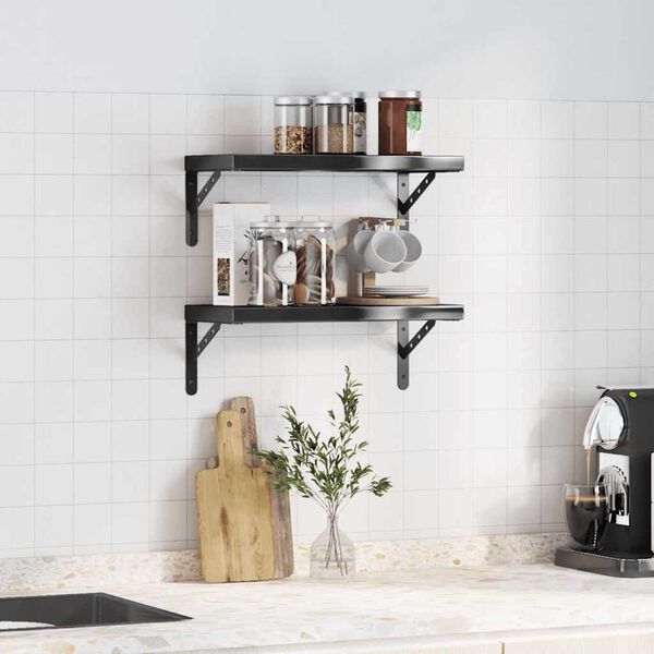 vidaXL Wall Shelf Black Stainless Steel with a black coating Medium