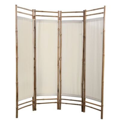 vidaXL Folding 4-Panel Room Divider Bamboo and Canvas 63"
