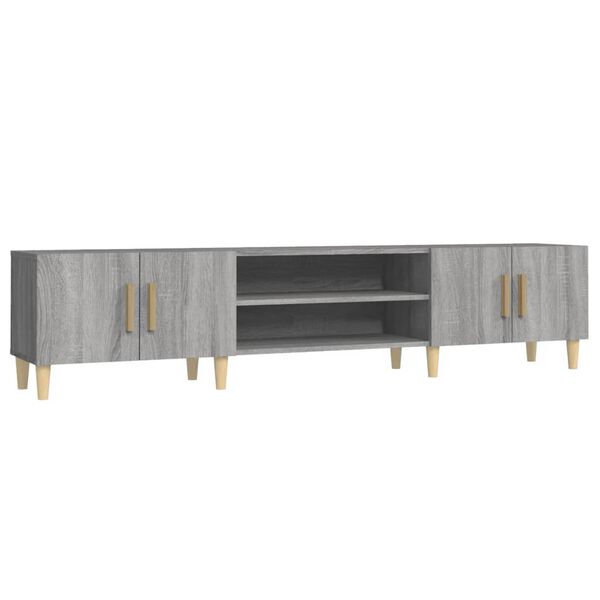 vidaXL TV Cabinet Grey Sonoma Engineered Wood, Solid Eucalyptus Wood