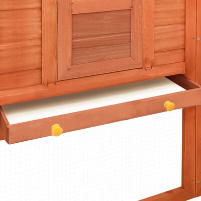 vidaXL Outdoor Rabbit Hutch with Run Brown Solid Fir Wood