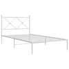 vidaXL Bed Frame White Powder-Coated Steel Twin Bed Frame Rectangular