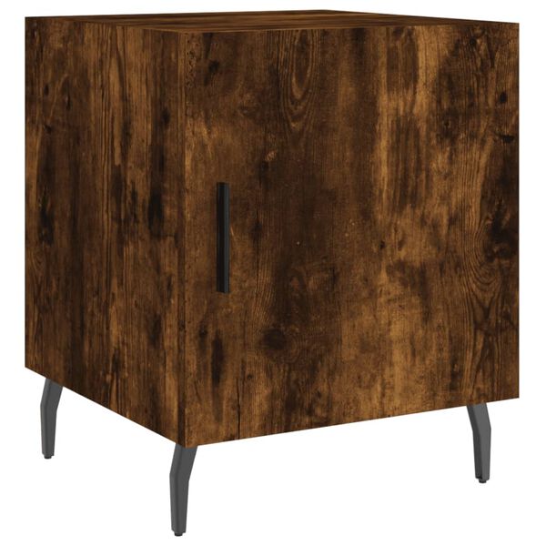 vidaXL Bedside Cabinet Smoked oak Engineered wood, iron, aluminum