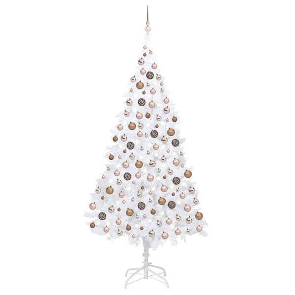 vidaXL Artificial Christmas Tree White PVC, steel, plastic 82.7 in