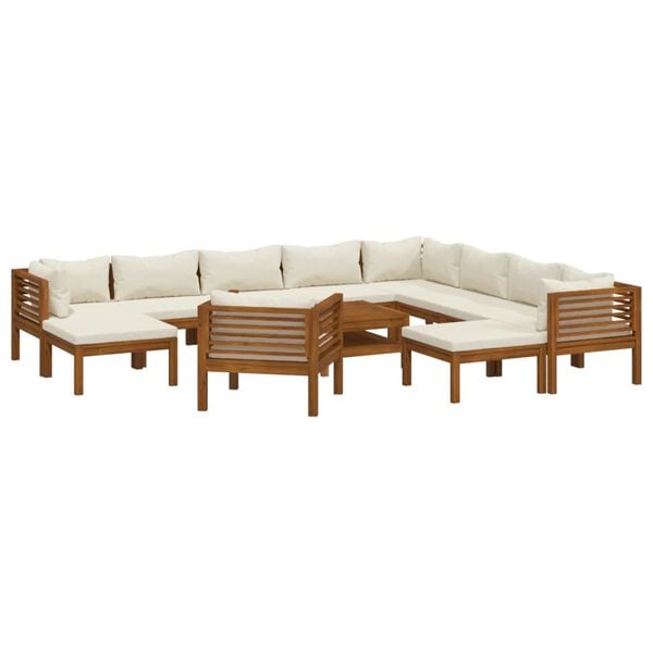 vidaXL Garden Lounge Set Cream Solid Acacia Wood Modular