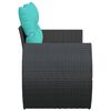 vidaXL Garden Sofa Black and Blue PE Rattan, Powder-Coated Steel, Polyester