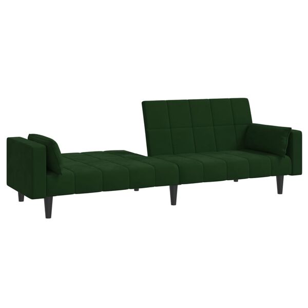 vidaXL Sofa Bed Dark Green Velvet Two-seater