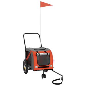 vidaXL Pet Bike Trailer Orange and Black Oxford Fabric, Iron, PVC Small