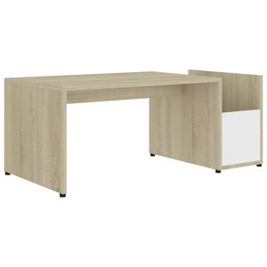 vidaXL Coffee Table White and Sonoma Oak Engineered Wood