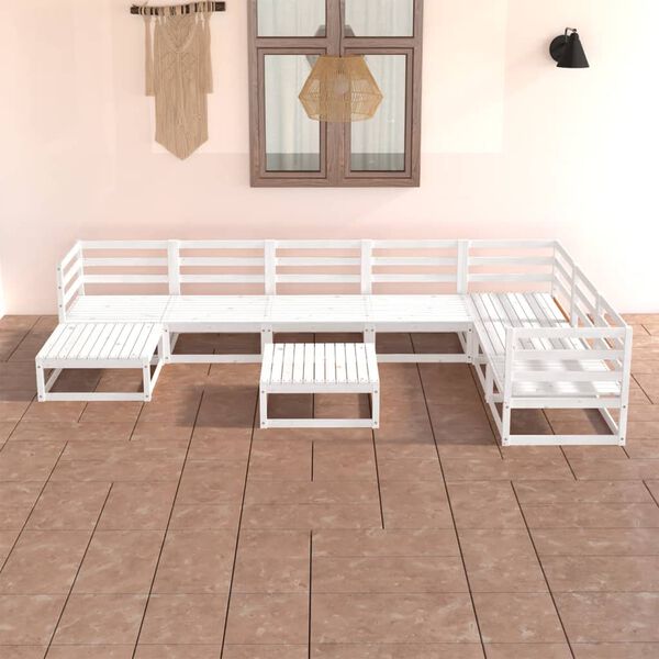 vidaXL Garden Lounge Set White Solid Pine Wood Medium Modular