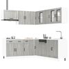 vidaXL Kitchen Cabinet Set Grey sonoma Engineered wood and glass Large