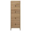 vidaXL Chest Of Drawers Brown Solid teak wood, Brass 11.8 x 11.8 x 35.4 in