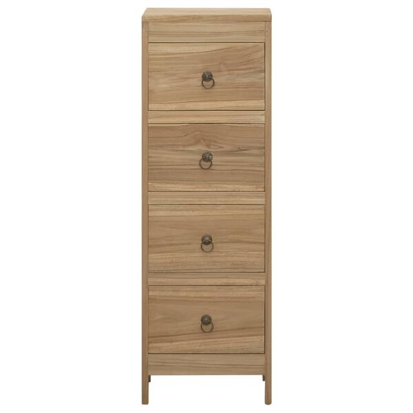 vidaXL Chest Of Drawers Brown Solid teak wood, Brass 11.8 x 11.8 x 35.4 in