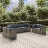 vidaXL Garden Lounge Set Grey PE rattan, powder-coated steel, polyester, PVC