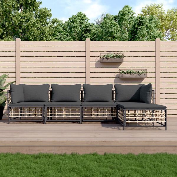vidaXL Garden Lounge Set Anthracite Poly rattan Medium Modular