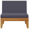 vidaXL Middle Sofa Dark Grey Solid acacia wood, 100% polyester Standard