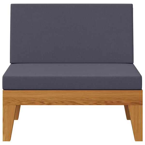 vidaXL Middle Sofa Dark Grey Solid acacia wood, 100% polyester Standard