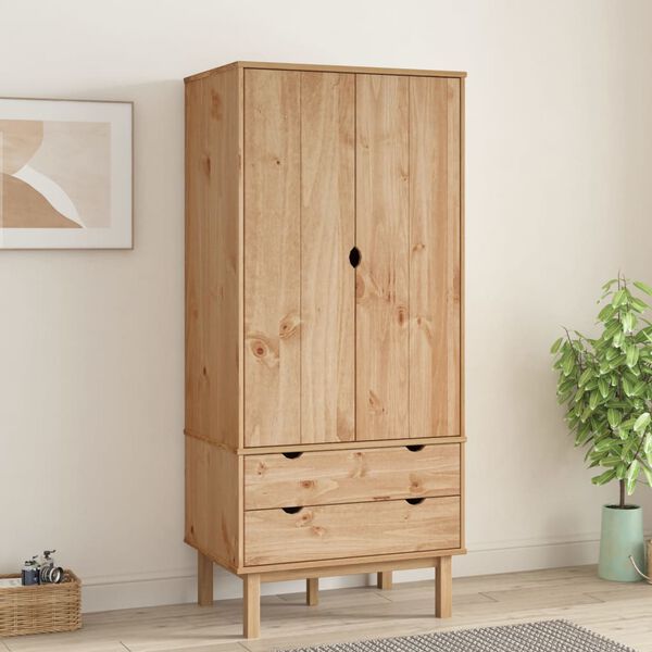 vidaXL Wardrobe Solid pinewood, engineered wood Large Wardrobe