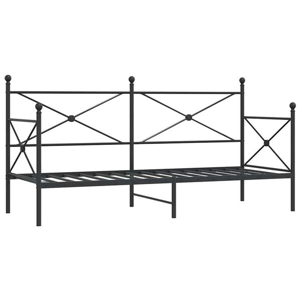 vidaXL Daybed With Trundle Black Steel 35.4x79.0 in mattress size