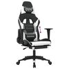 vidaXL Gaming Chair with Footrest Black and White Faux Leather