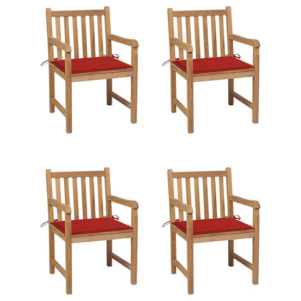 vidaXL Patio Chair Set of 4 Teak Wood Standard Durable Patio Chair