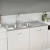 vidaXL Kitchen Sink with Double Sinks Silver 47.24x23.62x6.10" Stainless Steel