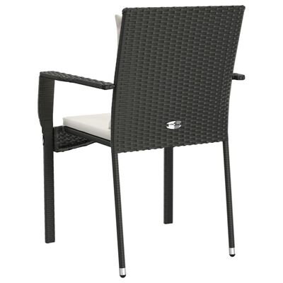 vidaXL Patio Chairs with Cushions 2 pcs Poly Rattan Black