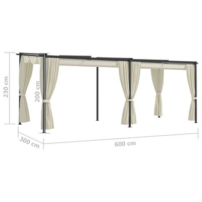 vidaXL Gazebo with Curtains 9.8'x19.7' Cream Steel