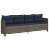 vidaXL Sun Lounger Grey, Navy PE Rattan, Steel, Polyester (Cushion Fabric)