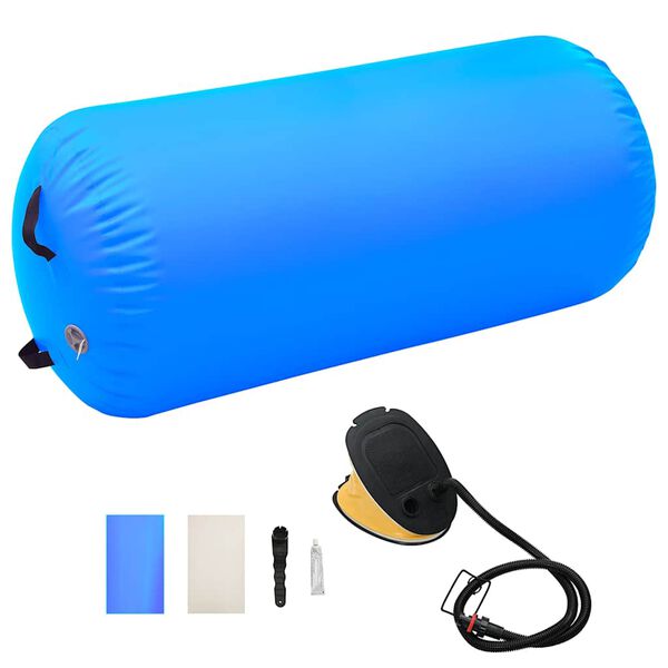 vidaXL Inflatable Gymnastic Roll with Pump 47.2x35.4" PVC Blue