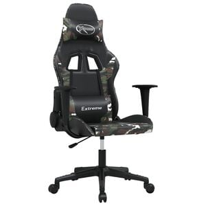 vidaXL Gaming Chair Black and Camouflage Faux Leather, Metal, Plywood, Foam