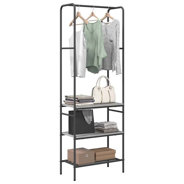 vidaXL Clothes Rack with Shelf Grey sonoma 23.62 x 11.81 x 67.32 in