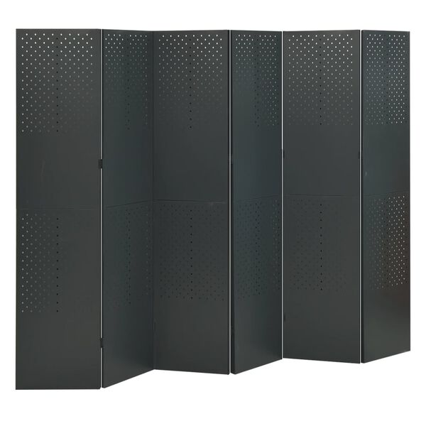 vidaXL 6-Panel Room Dividers 2 pcs Anthracite 94.5"x70.9" Steel