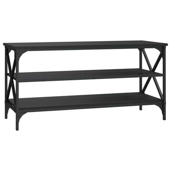 vidaXL TV Cabinet Black Engineered wood, iron TV Cabinet Rectangular