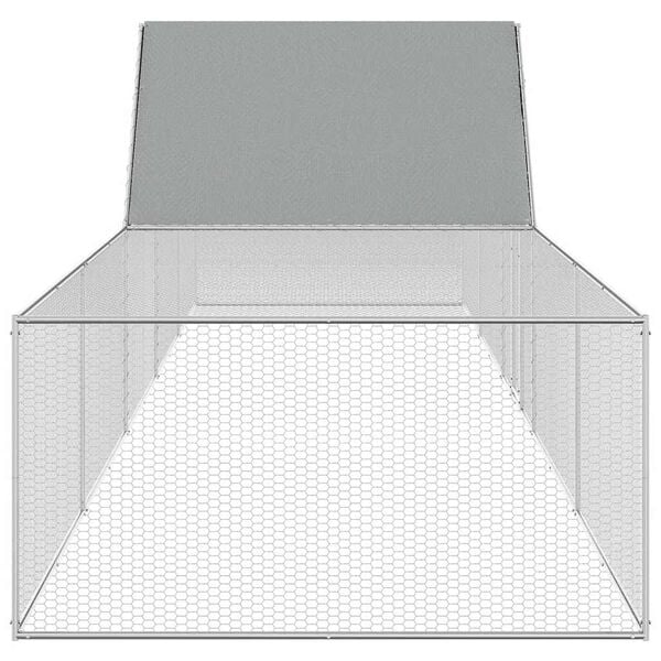 vidaXL Chicken Coop Silver Galvanized Steel 32.8 x 6.6 x 6.6 ft Sturdy