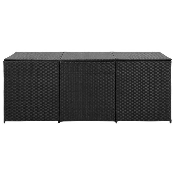 vidaXL Storage Chest Black Polyethylene Rattan Large Garden Storage Box