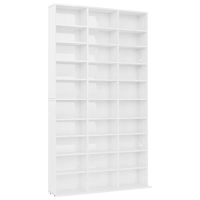 vidaXL CD Cabinet High Gloss White 40.2"x6.3"x69.9" Engineered Wood