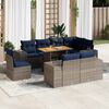 vidaXL 9 Piece Patio Sofa Set with Cushions Gray Poly Rattan